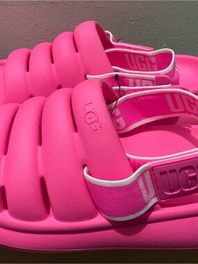 UGG Neon Pink Adjustable Slide Sandals